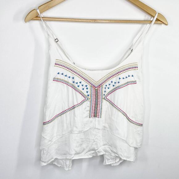 LF Native Rose Elsa Cream Woven Embroidered Tank Top Women's Size 8 NWT - Picture 1 of 7